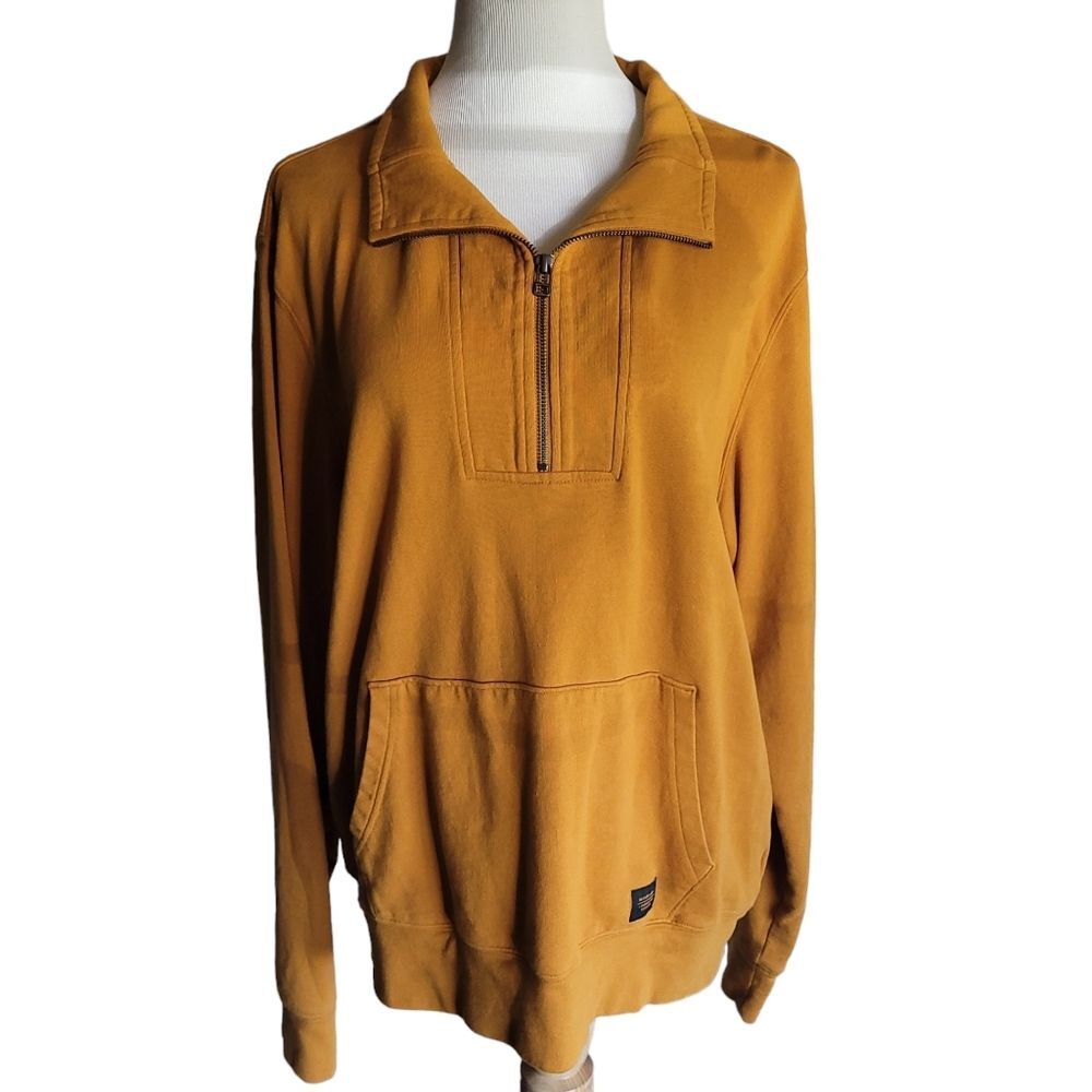 REI Co-Op Mens 1/4 Zip Wallace Lake Yellow Gold Pullover Fleece Sweatshirt Large